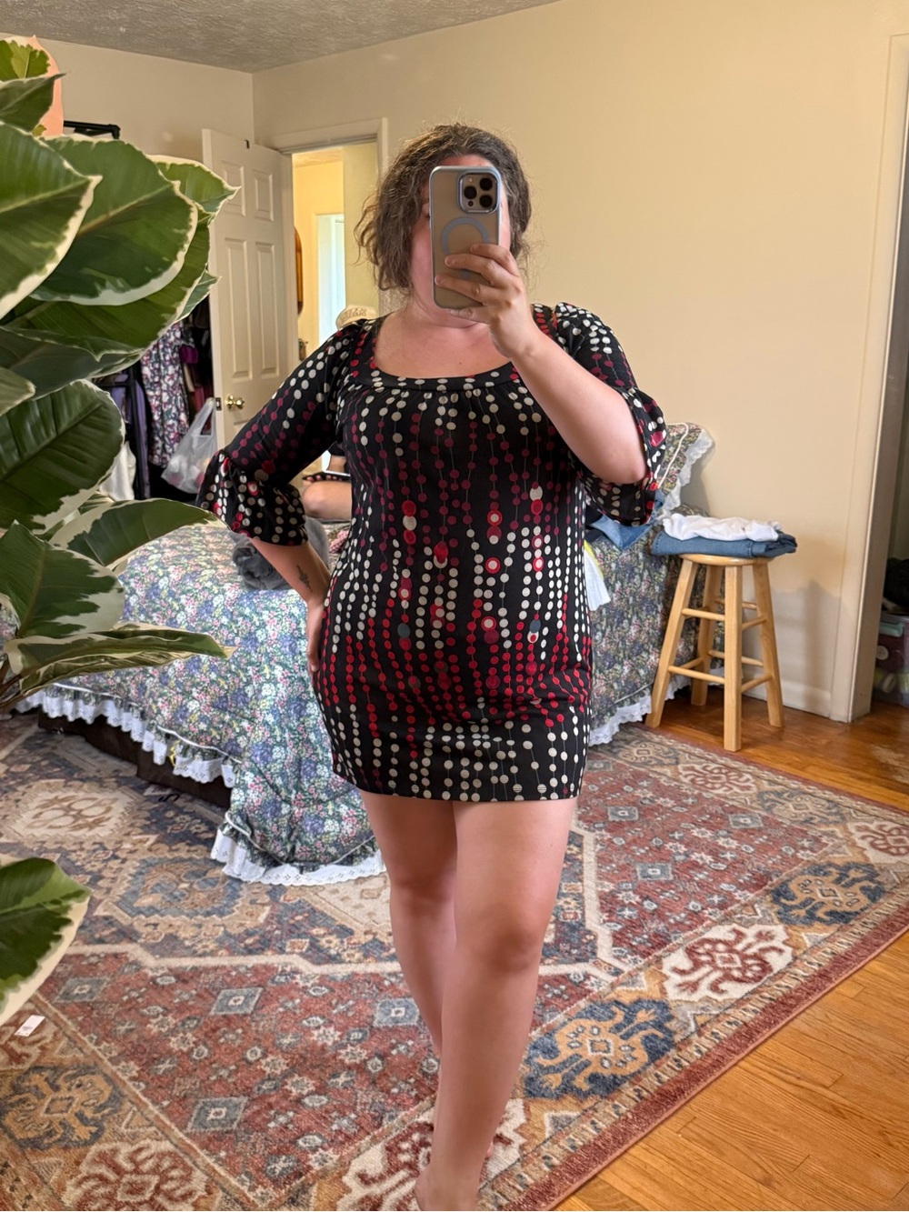 No Boundaries Y2K black polka dot dress